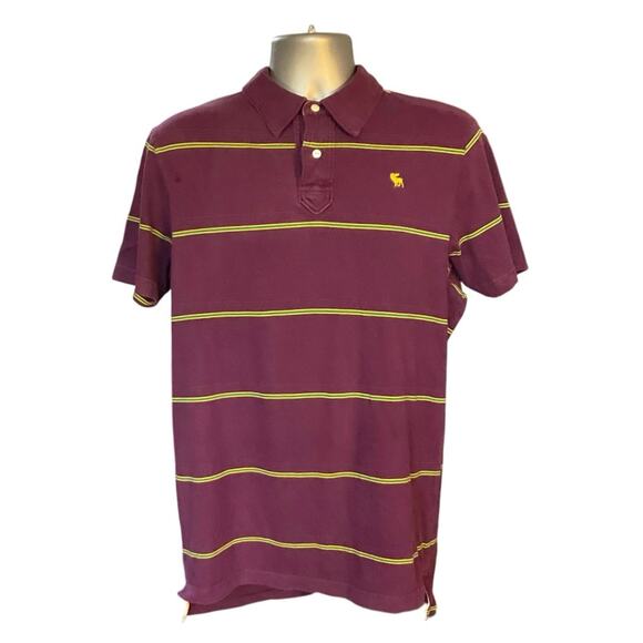 Abercrombie & Fitch Preppy Purple Striped Two Button Short Sleeve Polo Size XL - Picture 1 of 8